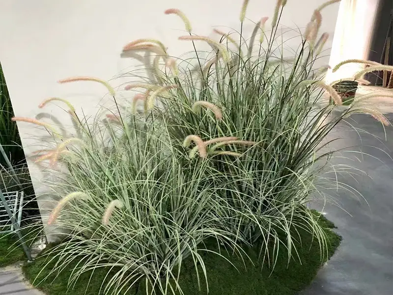 Artificial Fountain Grass with Pink Plumes